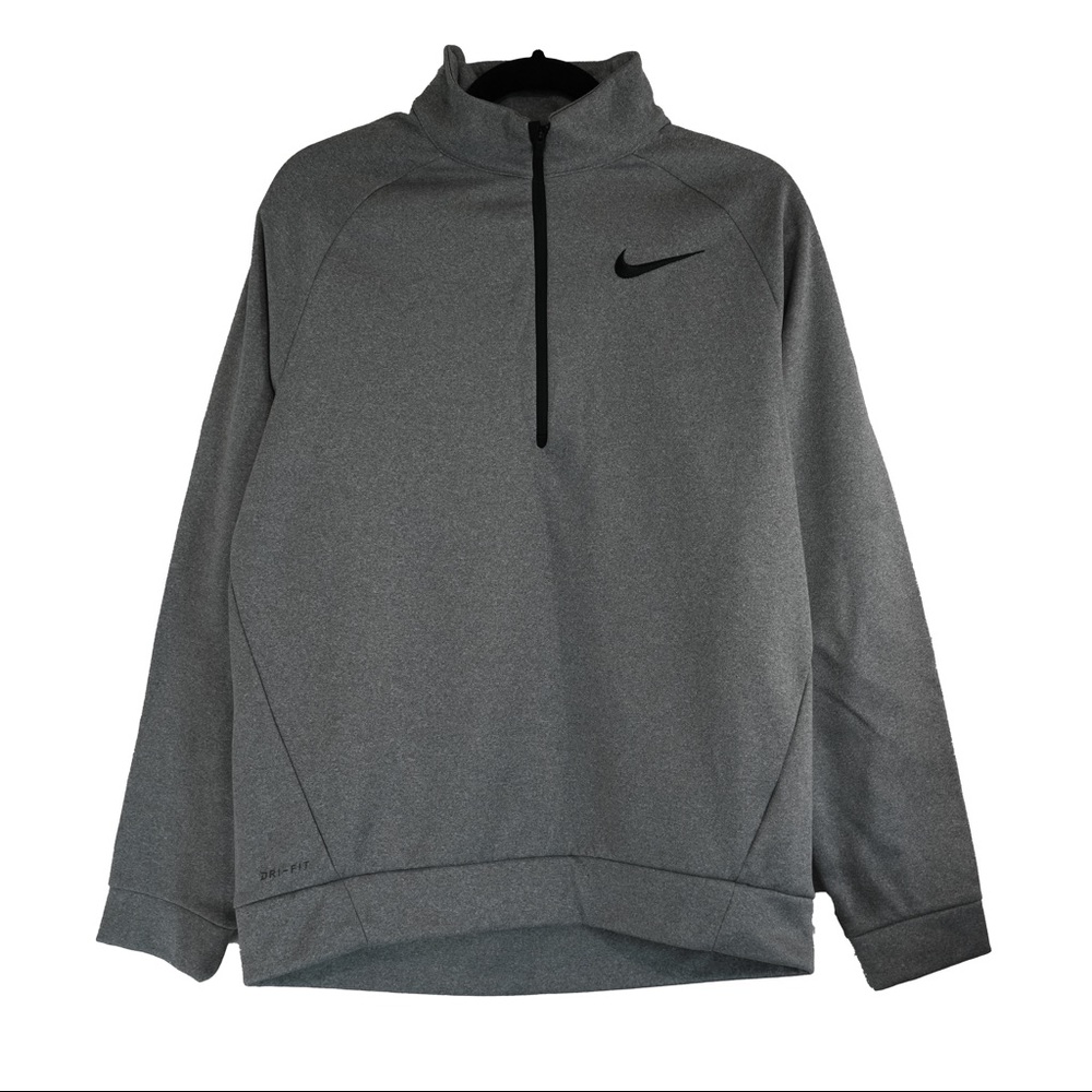 Nike Dri Fit Gray Fleece 1/4 Zip Collared Pullover Sweatshirt NWOT
